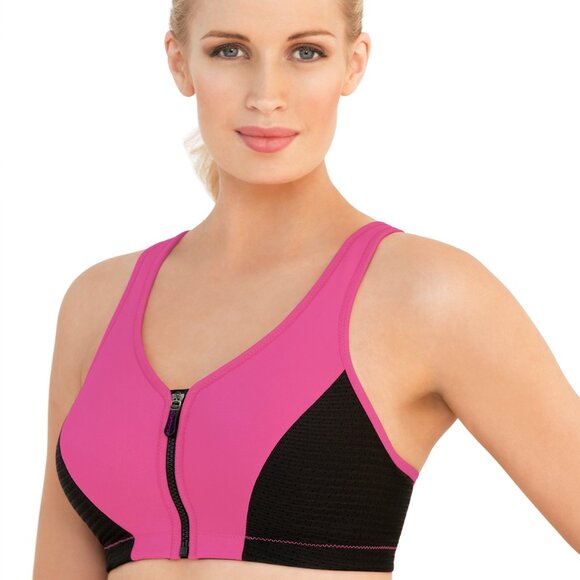 Set of 3! 32D Glamorise SPORT Bra (HIGH-IMPACT) Pink (RACERBACK) T-Back Zip NEW - Picture 16 of 16